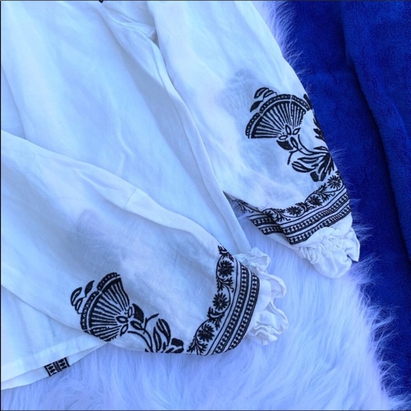 Maje Lioni Tassel Boho Embroidered Blouse Size 2 - Picture 6 of 8